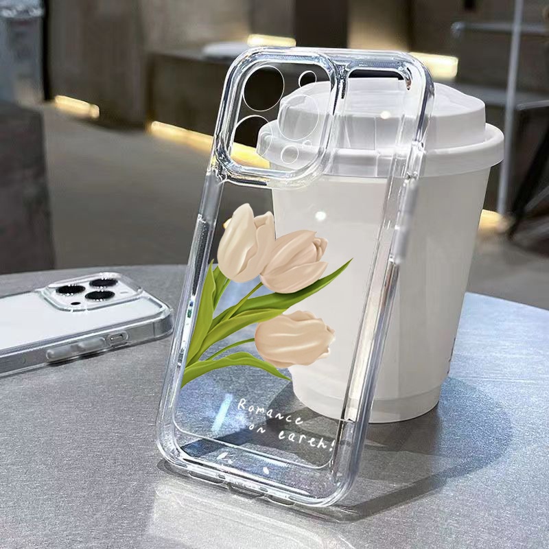 เคสโทรศัพท์มือถือแบบนิ่ม ใส กันกระแทก ลายดอกทิวลิปอวกาศ สําหรับ Samsung Galaxy S23 FE S24 S23 Ultra S22 S21 Plus S21 S20 FE Note 20 Ultra