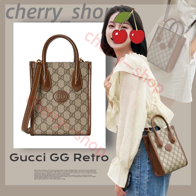 กุชชี่ Gucci GG Retro Mini Tote ผู้หญิง กระเป๋าถือ กระเป๋าถือผู้ชาย671623