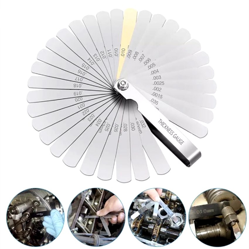 Feeler Gauge เมตริก Gap FILLER ตัวตั้งวาล์วรถมอเตอร์ไซค์และรถยนต์ฟิลเลอร์เกจ ฟิลเลอร์ตั้งวาล์ว 32 ใบ 0.04-0.88 mm