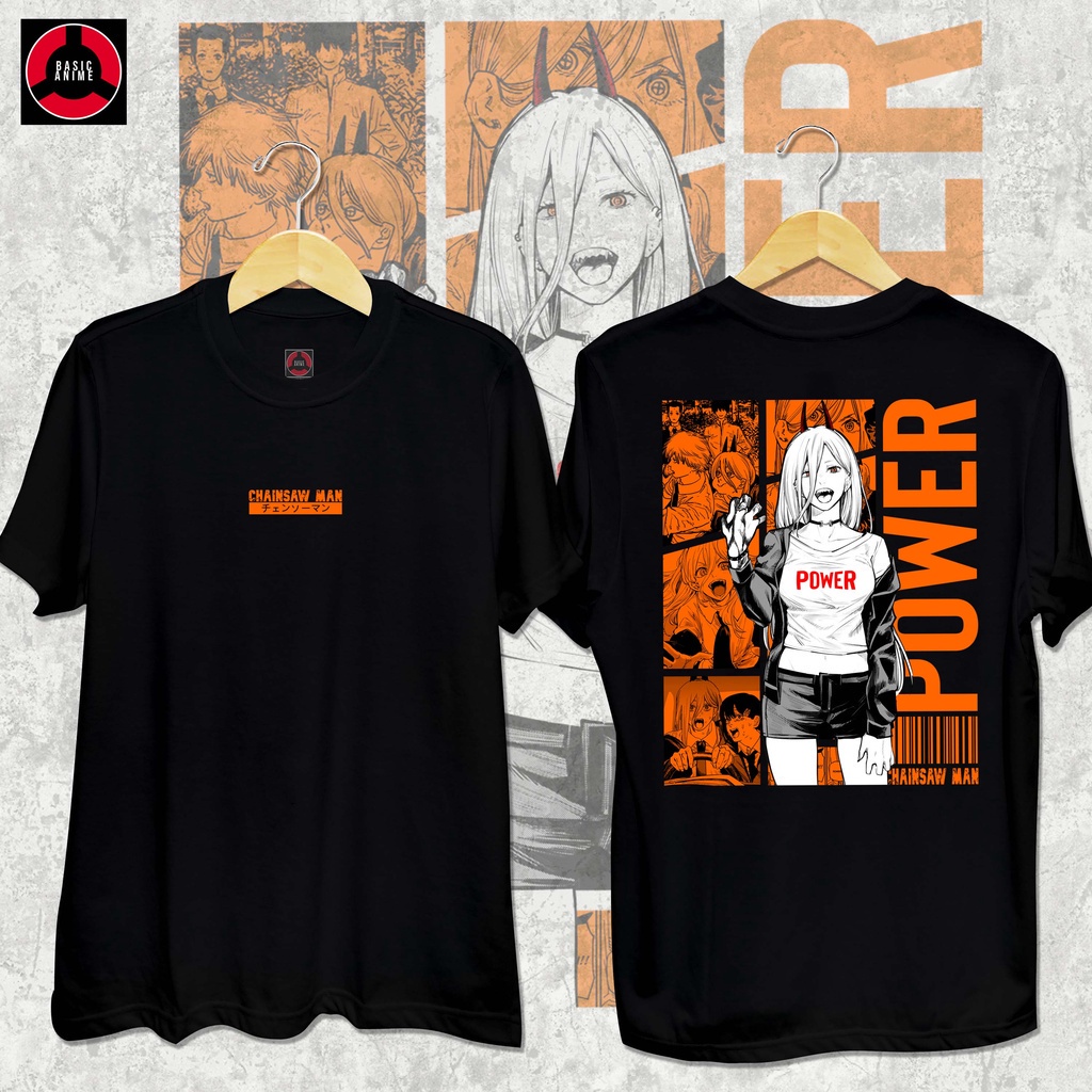 พร้อมส่ง เสื้อคู่รัก Chainsaw Man - Power Anime Shirt Classic t shirt Cotton Shirt For Man Womanเสื้