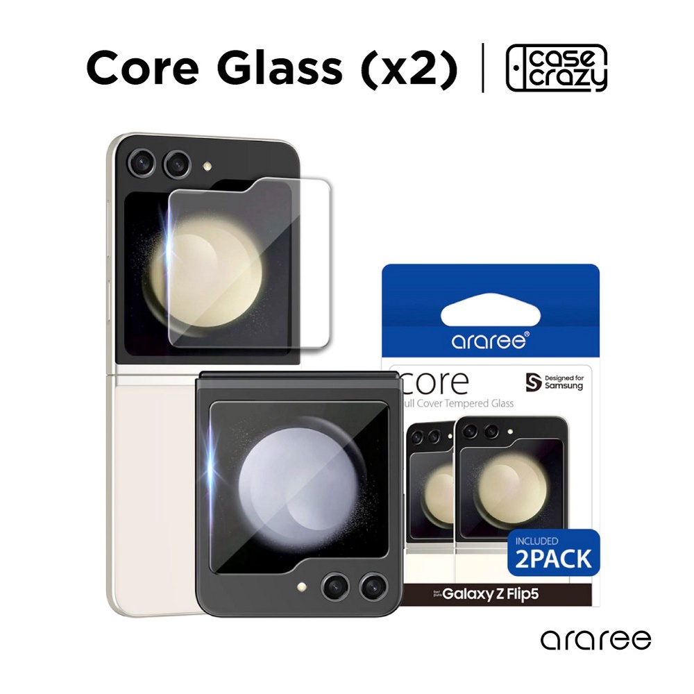 ARAREE รุ่น Core Glass (x2) กระจกกันรอยหน้าจอด้านนอกแบบเต็มจอ Galaxy Z Flip5