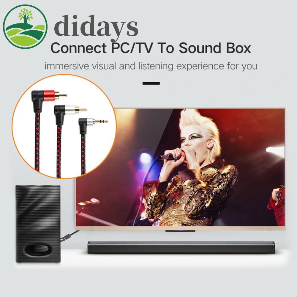 สายสัญญาณเสียง 90 องศา 3.5 มม. ตัวผู้ เป็น RCA ตัวผู้ ประหยัดพื้นที่ อุปกรณ์เสริม