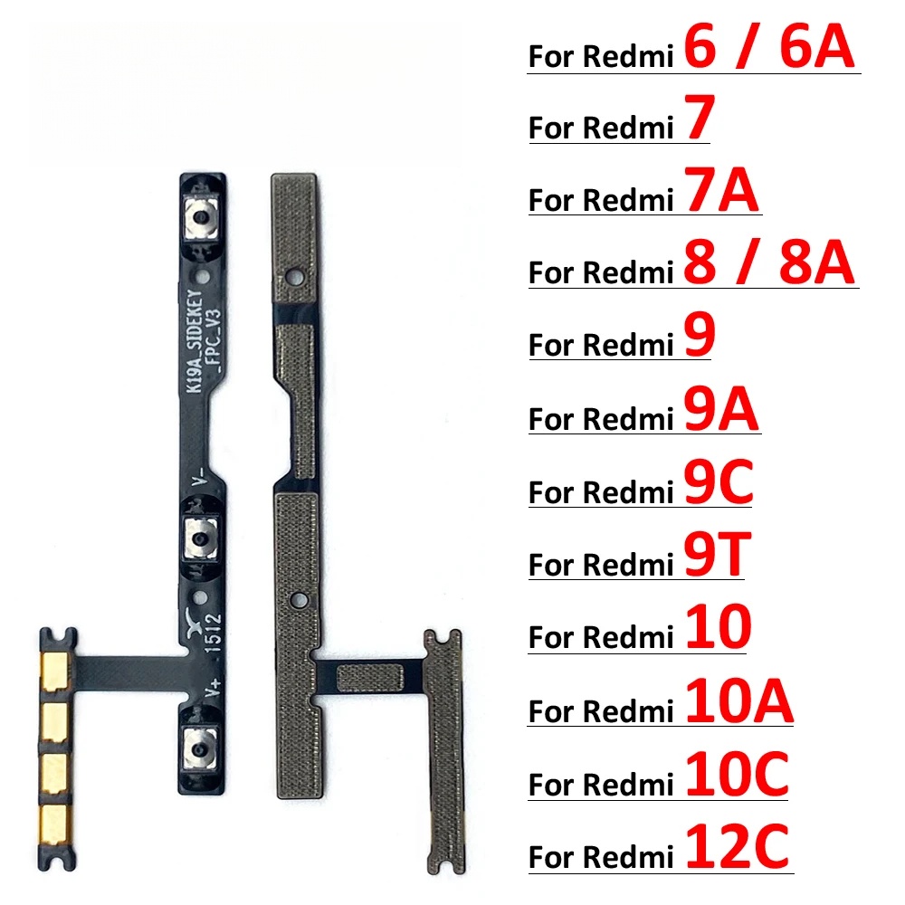 แท้ ปุ่มกดสวิตช์เปิดปิด สายเคเบิ้ลอ่อน สําหรับ Xiaomi Redmi 6 6A 7 7A 8 8A 9 9A 9C 9T 10 10A 10C 12C