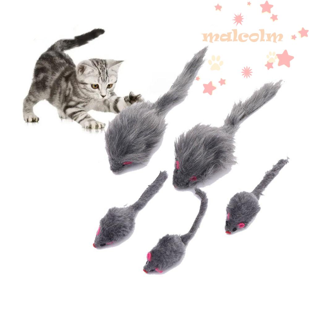 Malcolm หนูปลอม ขนนิ่ม สีเทา ของเล่นสําหรับสัตว์เลี้ยง แมว