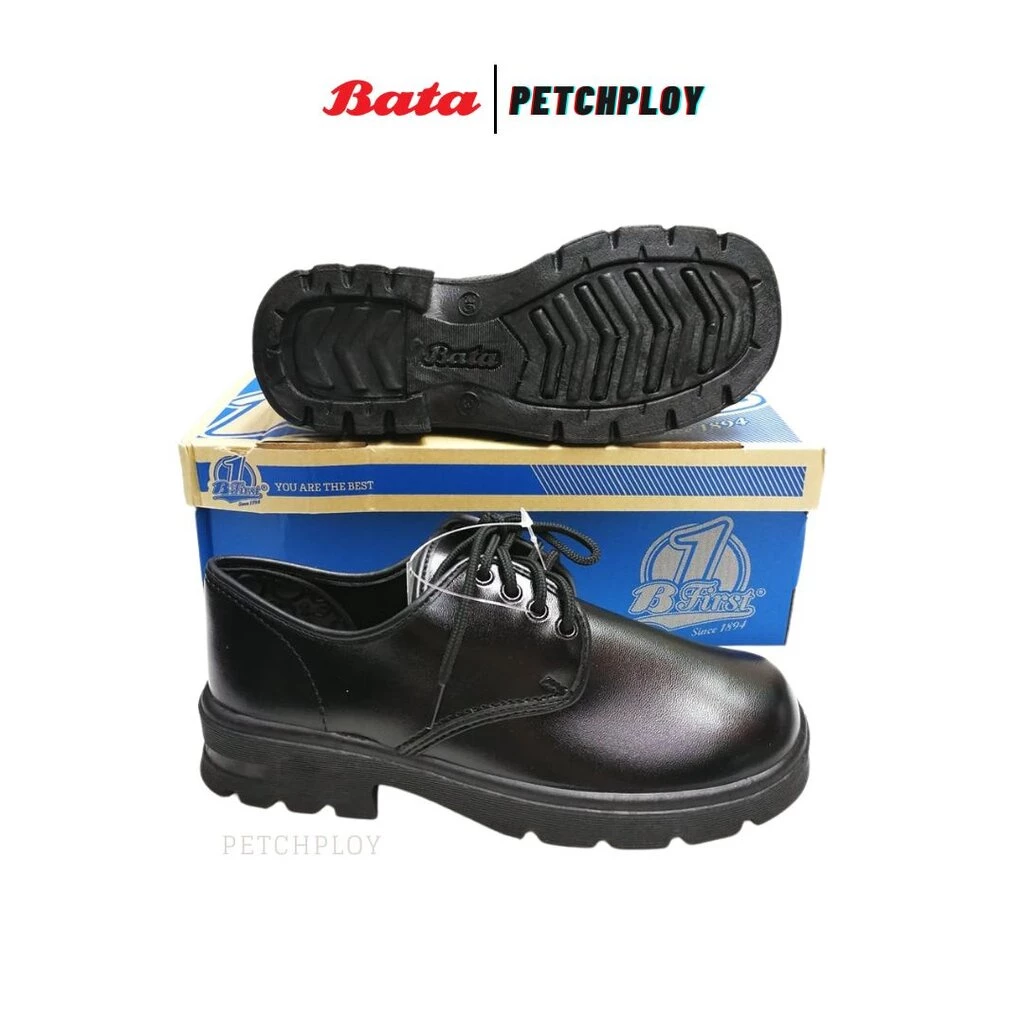 Bata รองเท้าบาจา หนังผูกเชือก 3-4 รู นักเรียนชาย รองเท้าทางการสีดำ รุ่น 6126