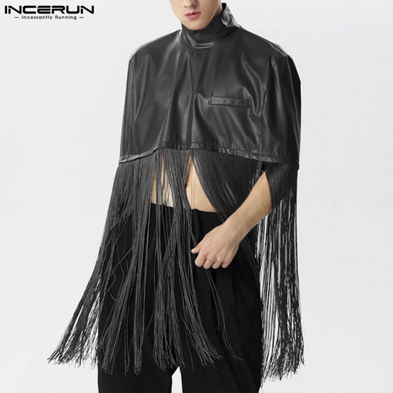 Incerun เสื้อคลุม ประดับพู่ สีพื้น สไตล์วินเทจ แฟชั่นสําหรับผู้ชาย