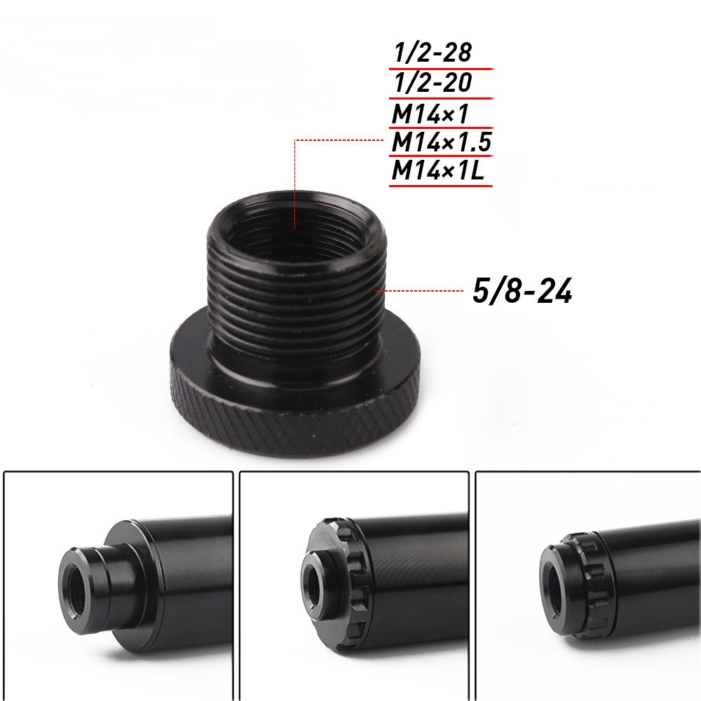 5/8-24 ถึง 1/2-20, 1/2-28,M14X1,M14X1.5,M14X1L อะแดปเตอร์กรองน้ํามันเกลียว สีดํา