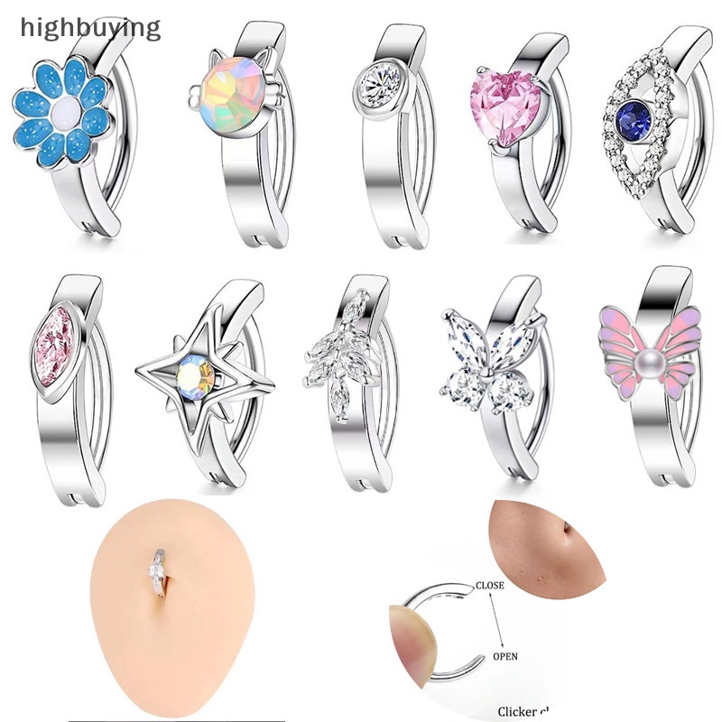 [highbuying] ใหม่ จิวสะดือ สเตนเลส ทรงโค้ง แต่งพลอยเทียม เครื่องประดับร่างกาย สําหรับผู้หญิง พร้อมส่ง