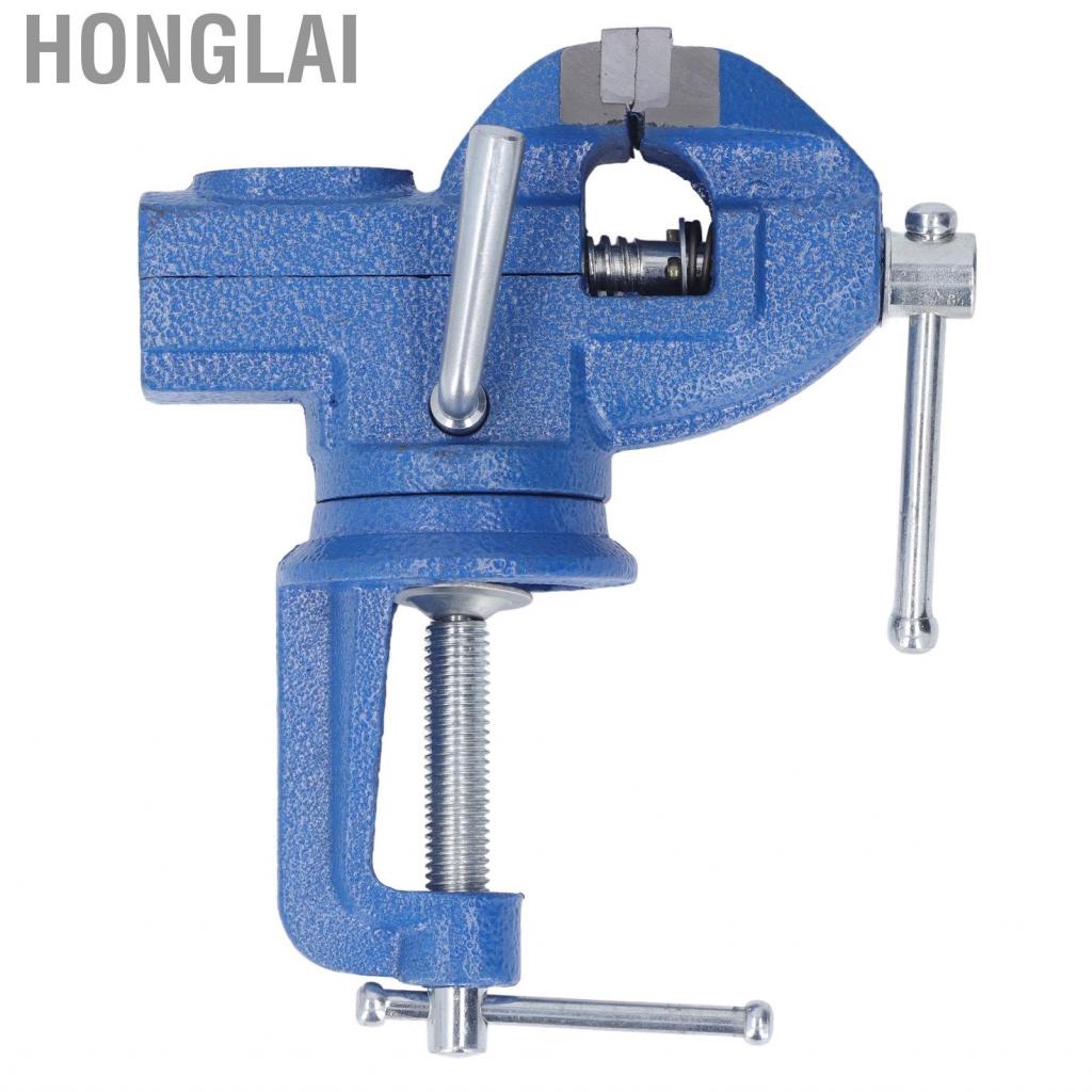 Honglai 2 Inch Table Vise Clamp On Work Bench 360 Degree Rotation Base Adjustable