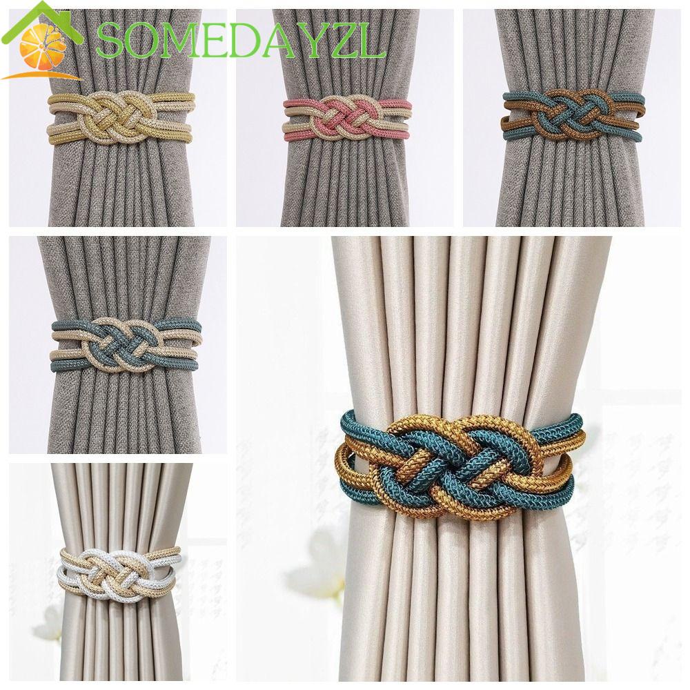 อุปกรณ์ ตกแต่งบ้าน Somedayzl สายรัดผ้าม่าน โพลีเอสเตอร์ แบบถัก สองสี สไตล์จีน ไม่ต้องเจาะรู อุปกรณ์เสริมผ้าม่าน ราคาถูก