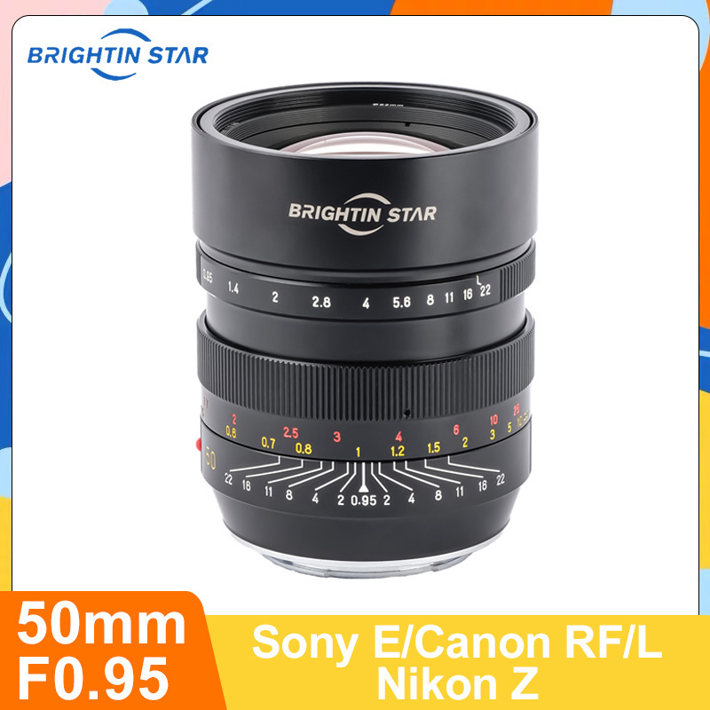Brightin Star 50mm F0.95 MF เลนส์กล้องโฟกัส รูรับแสงขนาดใหญ่ สําหรับ Canon RF Nikon Z Sony E Leica L Mount