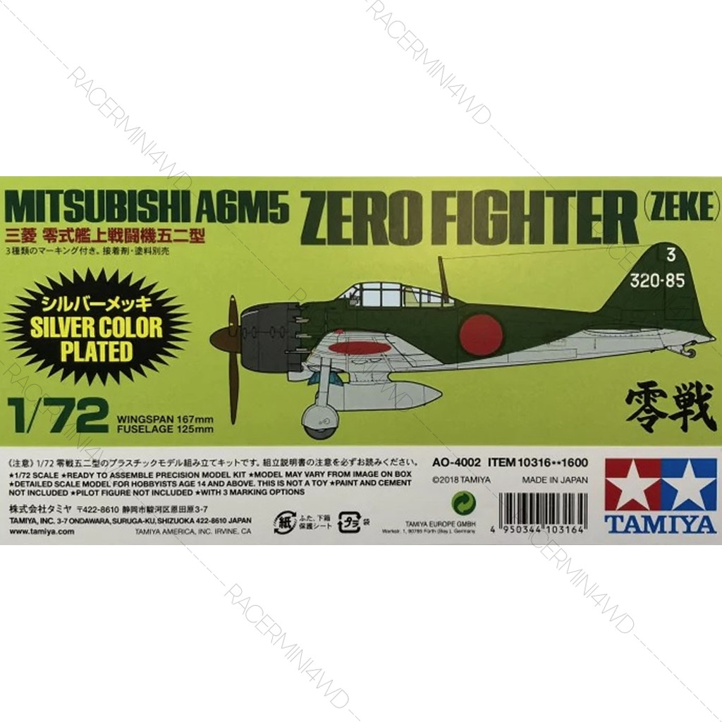 TAMIYA 10316 1/72 Model Kit Mitsubishi A6M5 Zero Fighter (Zeke) Silver Plated