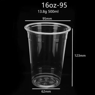 (พร้อส่ง)【1แถว50ชิ้น】แก้วกาแฟPETขนาด 12/14/16oz,ปาก 92มม./95มม.,ปากรูปตัวU90มม. นำไปพิมโลโก้ได้