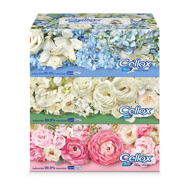 CELLOX กระดาษเช็ดหน้า Flower Cellox 135 แผ่น แพ็ค 3 กล่อง