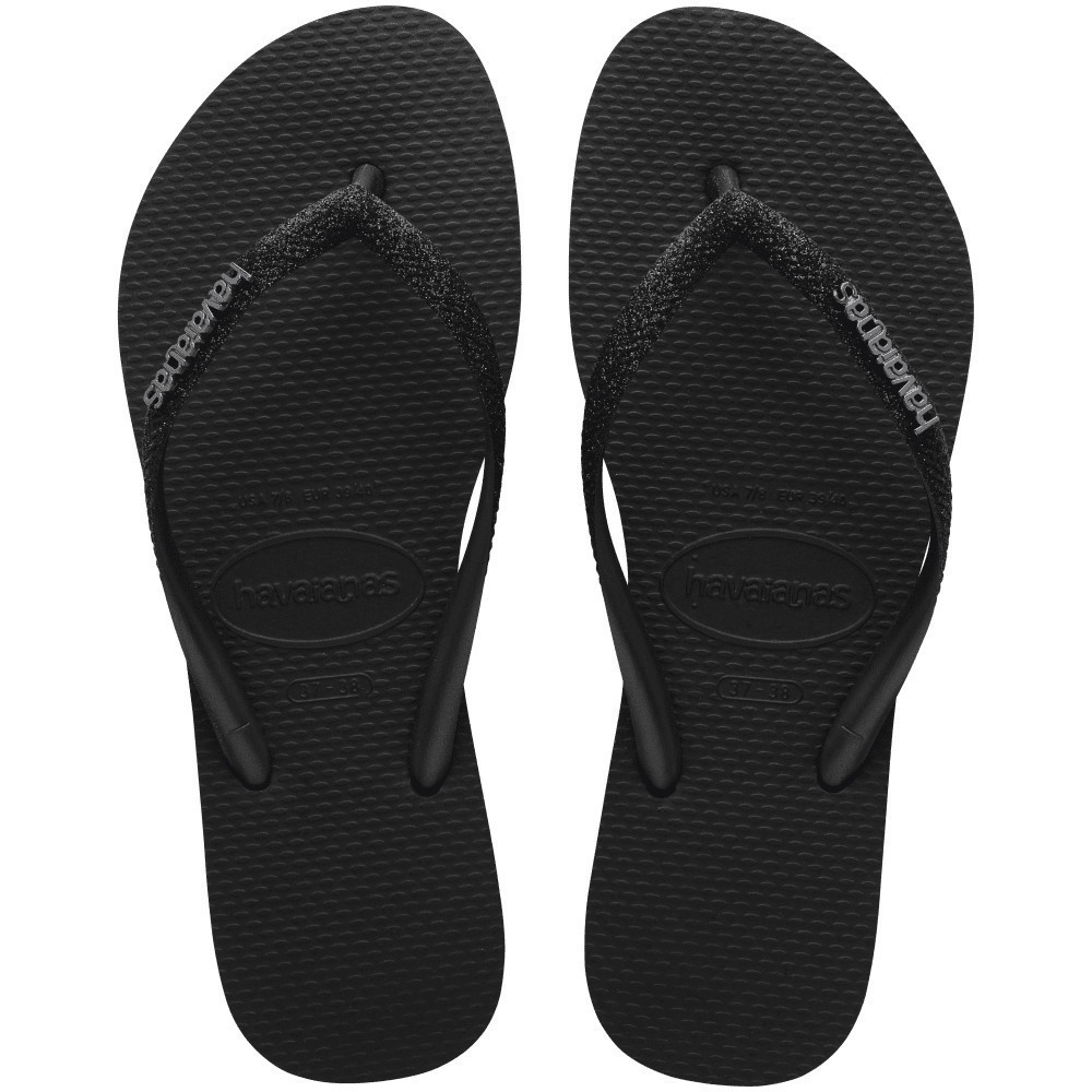 HAVAIANAS รองเท้าแตะผู้หญิง Slim Glitter II Flip Flops BLACK 41469751069F_H3BKXX