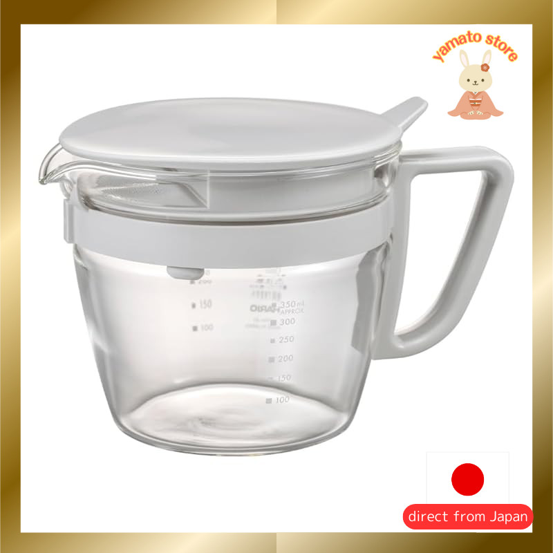 HARIO Easy Tea Pot Marti Kyusu Pale Gray, Practical Capacity 400ml, Heat-Resistant Glass with Measurement, Made in Japan OTPM-40-PGR.