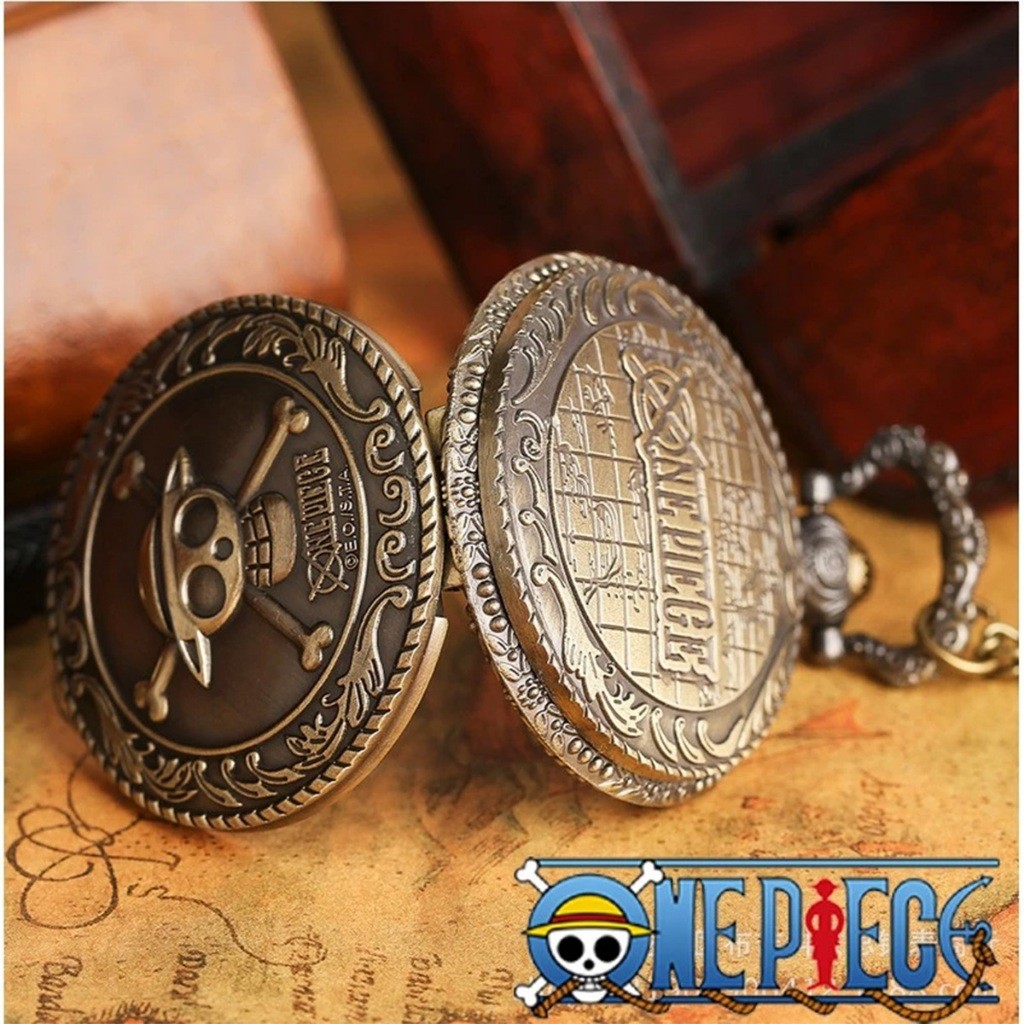สร้อยคอนาฬิกาพ็อกเก็ต ลายลูฟี่ one piece สไตล์วินเทจ กะโหลกโจรสลัด ของเล่นของขวญ