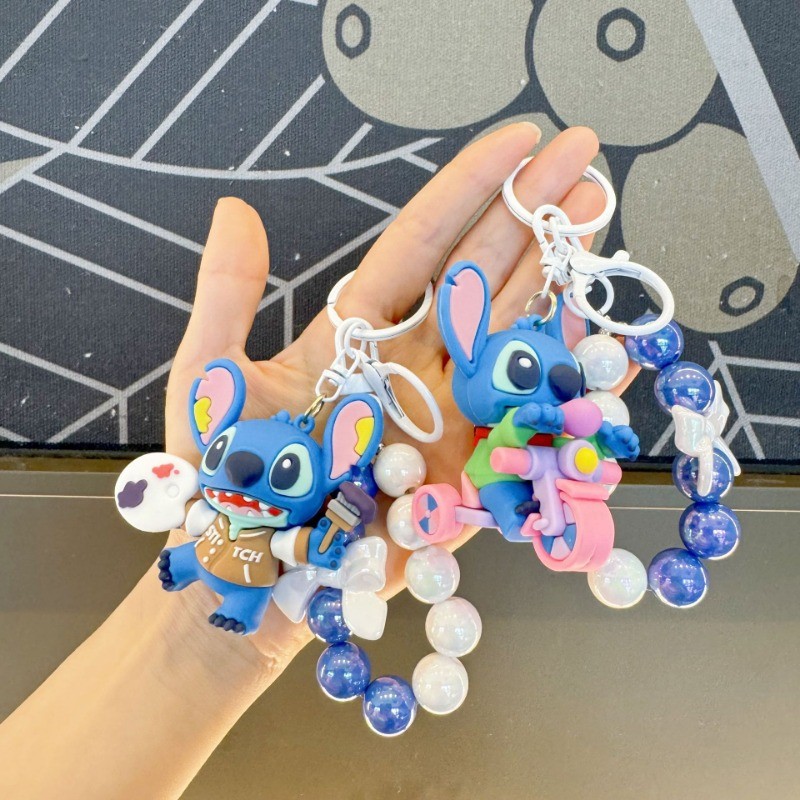ใหม่ Lilo และ Stitch จี้พวงกุญแจ Caroon Stitch ตุ๊กตาพวงกุญแจน่ารักของเล่นเด็กพวงกุญแจรถผู้หญิงคริสต์มาสของขวัญ