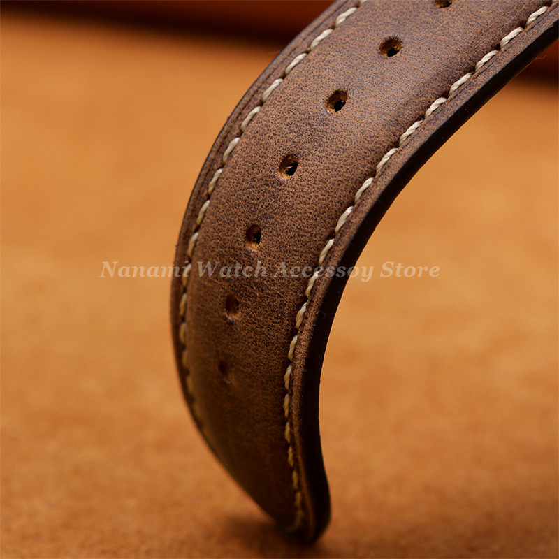 Retro Cowhide Quick Release สายนาฬิกา 14 มม.16 มม.18 มม.20 มม.22 มม.24 มม.หนังแท้หัวเข็มขัดผีเสื้อ Watchband ผู้ชายผู้หญิงธุรกิจสร้อยข้อมือเข็มขัด