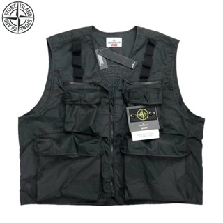 STONE ISLAND 【พร้อมส่ง】เสื้อแจ็กเก็ตแขนกุด ปักลายพราง 100% สําหรับผู้ชาย