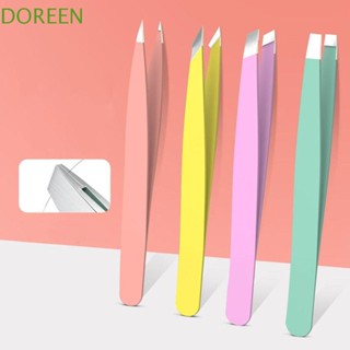 Doreen แหนบสเตนเลส แบบเอียง ใช้ง่าย ป้องกันลายนิ้วมือ สําหรับดึงขนคิ้ว