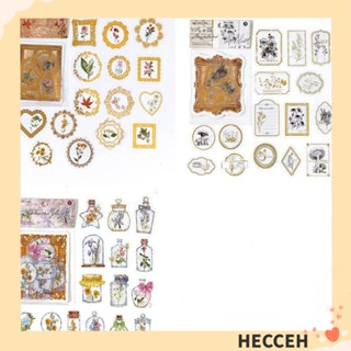 Hecceh สติกเกอร์ PET ลายดอกไม้ หลากสี สไตล์วินเทจ สําหรับตกแต่ง DIY 90 ชิ้น