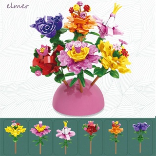 Elmer บล็อคตัวต่อ รูปดอกไม้ ของเล่นเสริมการเรียนรู้เด็ก DIY