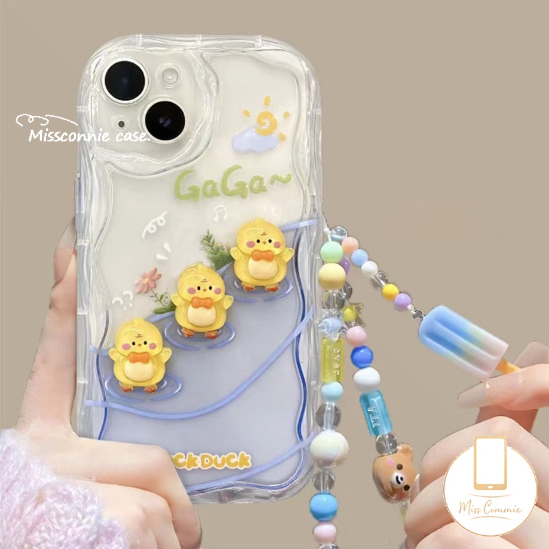 เคสโทรศัพท์มือถือ แบบนิ่ม ลายการ์ตูนเป็ด 3D มีสายคล้อง สําหรับ IPhone 7plus XS Max XR X 13 11 12 14 Pro Max 7 8 6 6S Plus SE 2020