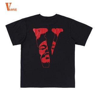 เสื้อยืดแขนสั้น พิมพ์ลาย The Weeknd× Vlone 100% สําหรับผู้ชาย