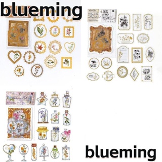 Blueming2 สติกเกอร์ PET หลากสี สไตล์วินเทจ สําหรับตกแต่งสมุดภาพ DIY 90 ชิ้น