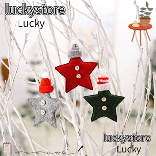 Lucky จี้ตุ๊กตาซานตาคลอส สโนว์แมน ดาวสีแดง น้ําหนักเบา DIY สําหรับตกแต่งต้นคริสต์มาส 5 ชิ้น