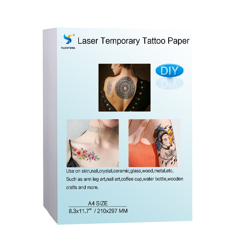 10 ชุด A4 Printable Tattoo Paper ชั่วคราว Waterslide Clear Inkjet Laser Tattoo Paper สําหรับ Body Art