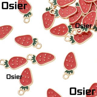 Osier1 จี้สตรอเบอร์รี่ เคลือบสีทอง 8*18 มม. สําหรับสร้อยข้อมือ