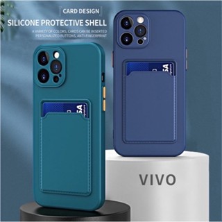 เคสโทรศัพท์ซิลิโคนนิ่ม กันกระแทก พร้อมช่องใส่บัตร และคลิป สําหรับ VIVO Y02 Y02A Y02S Y21 Y21S Y21E Y22 Y22S Y33S V23 V25 V25E