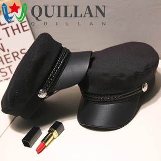 Quillan หมวกเบเร่ต์ กัปตัน สีดํา แฟชั่น สําหรับผู้หญิง ผู้ชาย เหมาะกับการเดินทาง