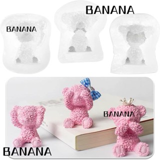 Banana1 แม่พิมพ์ซิลิโคนเรซิ่น รูปหมี สีขาว สําหรับทําสบู่แฮนด์เมด DIY 3 ชิ้น