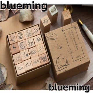 Blueming2 แสตมป์ยางไม้ ลายกาแล็กซี่ ดาว DIY 16 ชิ้น