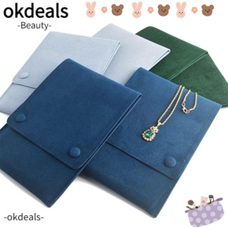 Okdeals กระเป๋าเครื่องประดับ กันฝุ่น ไมโครไฟเบอร์ กระดุมแป๊ก สร้อยข้อมือ กระเป๋า