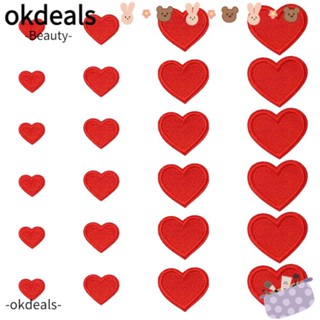 Okdeals แผ่นแพทช์ รูปหัวใจ ขนาดเล็ก สีแดง สําหรับเย็บติดเสื้อผ้า 40 ชิ้น สีดํา 4 ขนาด