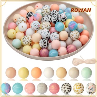 Rowans ลูกปัดซิลิโคน ทรงกลม 15 มม. 15 สี สําหรับทําเครื่องประดับ สร้อยข้อมือ DIY 100 ชิ้น