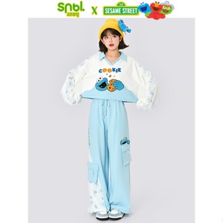 SNBL x Sesame Street cookie monster sweatshirt casual pants two-piece set ชุดเซ็ทมอนสเตอร์คุกกี้ เอลโม ลิขสิทธิ์แท้