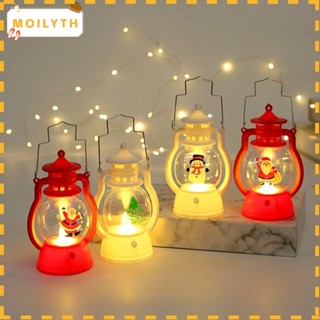 Moilyth โคมไฟคริสต์มาส Led พลาสติก รูปซานต้าคลอส สโนว์แมน แบบพกพา สําหรับตกแต่งปาร์ตี้คริสต์มาส