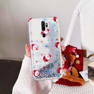 Ybd เคสโทรศัพท์มือถือ ลายต้นคริสต์มาส ซานตาคลอส กวาง มีทรายไหล สําหรับ OPPO A9 A5 2020