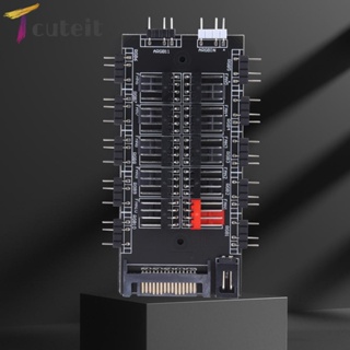 Tcuteit 2 in 1 ฮับพัดลมระบายความร้อน 5V 3 Pin ARGB SATA หลายช่อง 10 ช่องทาง สําหรับ PC Chassis