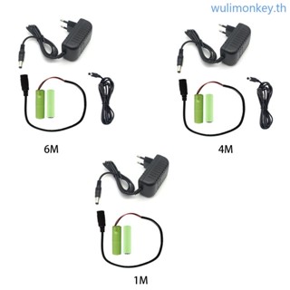 Wu สายเคเบิลพาวเวอร์ซัพพลาย 100-240V อินพุต AC แบบเปลี่ยน สําหรับแบตเตอรี่ AA LR6 AM3 2AA 3V นาฬิกา