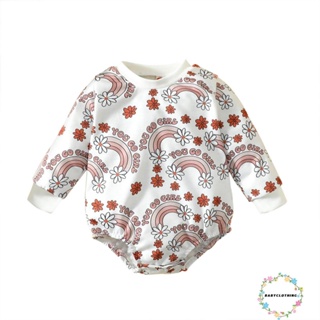 Babyclothes- ชุดรอมเปอร์ จั๊มสูท บอดี้สูท แขนยาว พิมพ์ลายตัวอักษร ดอกไม้ สีรุ้ง ฤดูใบไม้ผลิ ฤดูใบไม้ร่วง ลําลอง สําหรับเด็ก