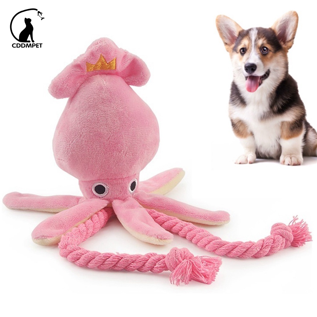【CDDMPET】ของเล่นตุ๊กตาปลาหมึกน่ารัก สีชมพู สําหรับสัตว์เลี้ยง สุนัข
