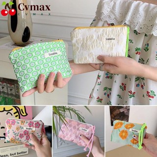 Cvmax กระเป๋าใส่เหรียญ ผ้าฝ้าย ทรงสี่เหลี่ยม ลายดอกไม้ น่ารัก ขนาดเล็ก พกพาง่าย สําหรับผู้หญิง