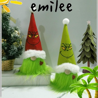 Emilee ตุ๊กตาโนมไร้หน้า ขนนิ่ม สีเขียว สําหรับตกแต่งบ้าน คริสต์มาส