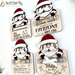 Buttterfly กระเป๋าใส่เงิน แบบไม้ ลายซานต้าคลอสน่ารัก สําหรับปาร์ตี้คริสต์มาส